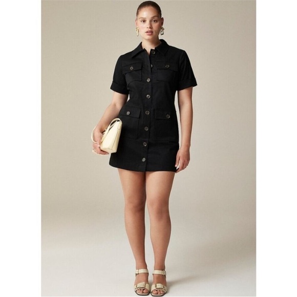 J.Crew GAMINE Cargo Khaki Utility Safari Dress Stretch Twill - Picture 2 of 11